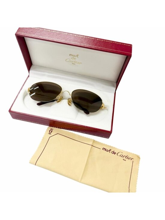 Cartier 140 Trinity Half Rim Sunglasses Eyewear Gold Bordeaux 55 18 Case main image 9